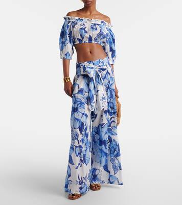 Floral cropped off-shoulder cotton top | Farm Rio