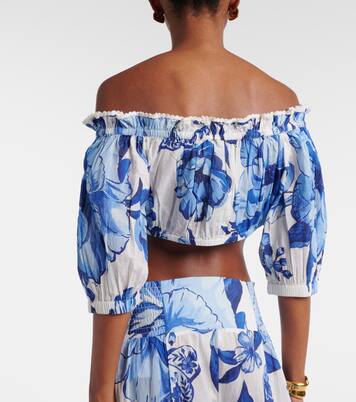 Floral cropped off-shoulder cotton top | Farm Rio