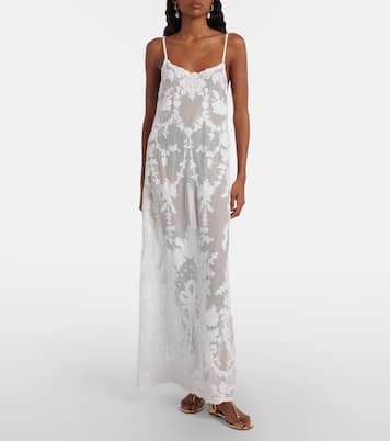 Embroidered semi-sheer cotton maxi dress | Juliet Dunn