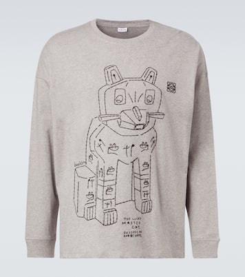 x Louis Wain embroidered cotton jersey T-shirt | Loewe