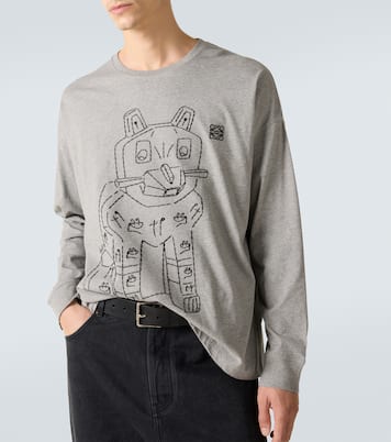 x Louis Wain embroidered cotton jersey T-shirt | Loewe