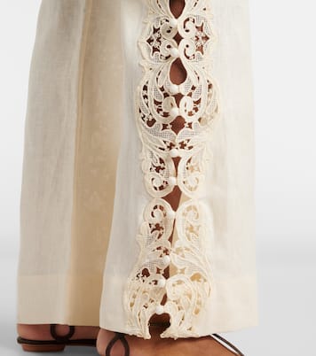 Pantalon évasé Awaken brodé en lin | Zimmermann