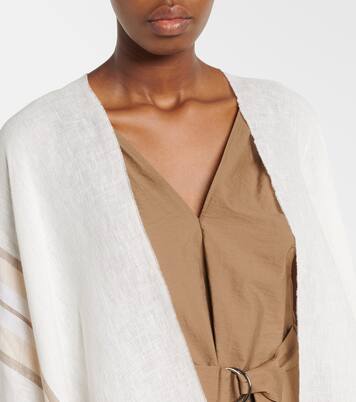 Striped linen, cashmere, and silk poncho | Brunello Cucinelli