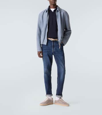 Embroidered cotton piqué polo shirt | Brunello Cucinelli