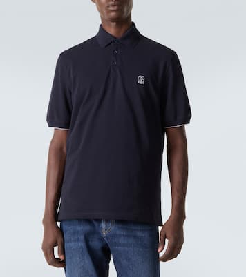 Embroidered cotton piqué polo shirt | Brunello Cucinelli