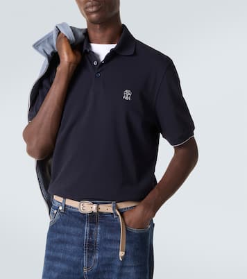 Embroidered cotton piqué polo shirt | Brunello Cucinelli