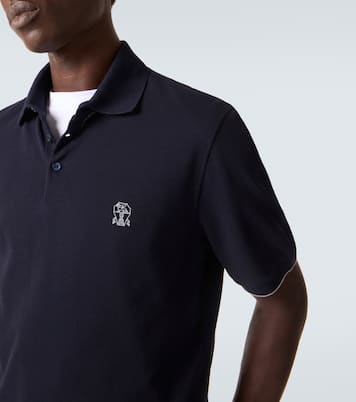 Embroidered cotton piqué polo shirt | Brunello Cucinelli