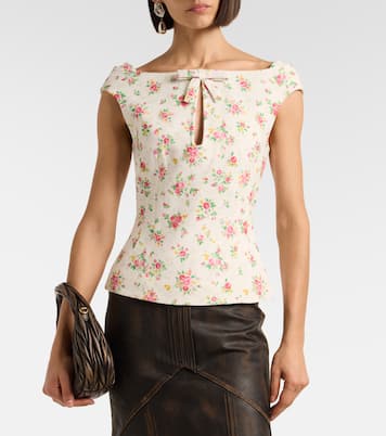 Bow-detail floral top | Shushu/Tong