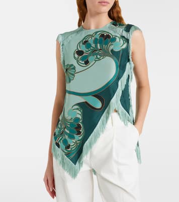 Top frangé en soie imprimé | La DoubleJ