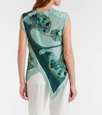 Top frangé en soie imprimé | La DoubleJ