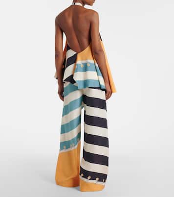 印花真丝阔腿裤 | Loewe