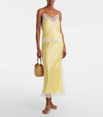 تنورة من الساتان سليب مزينة بالدانتيل Lila | Poupette St Barth