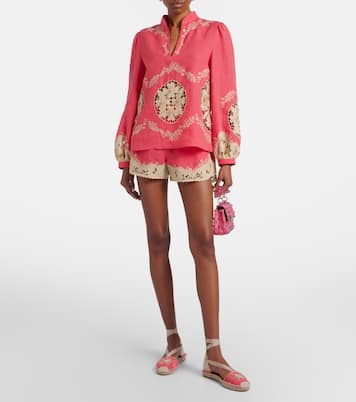 Embroidered linen shorts | Valentino