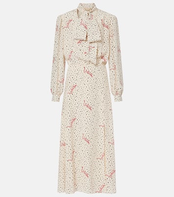 Polka-dot silk crêpe de chine midi dress | Valentino