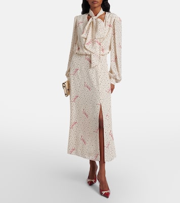 Polka-dot silk crêpe de chine midi dress | Valentino