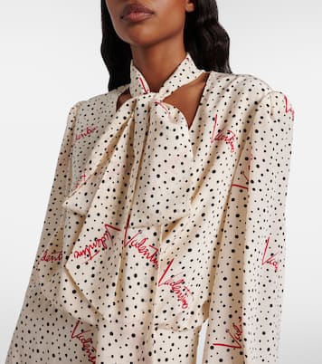 Polka-dot silk crêpe de chine midi dress | Valentino