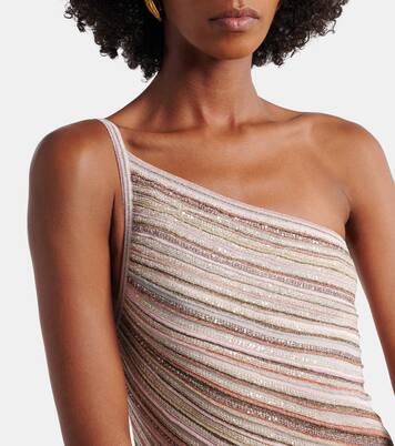 Sequined one-shoulder lamé maxi dress | Missoni