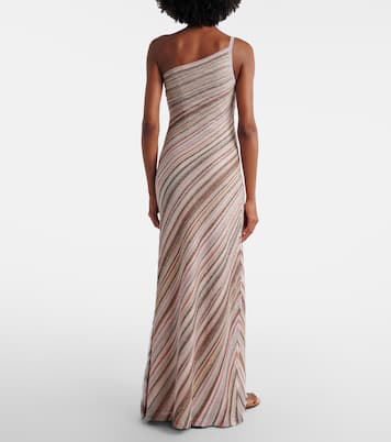 Sequined one-shoulder lamé maxi dress | Missoni