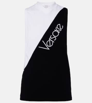 Logo embroidered cotton-blend tank top | Versace
