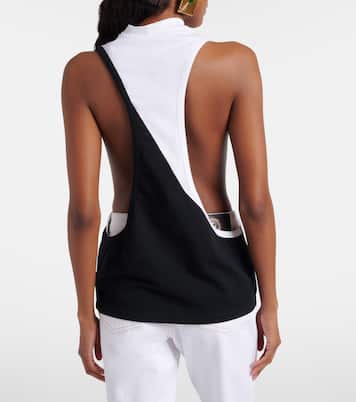 Logo embroidered cotton-blend tank top | Versace