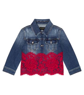 Lace-trimmed denim jacket | Dolce&Gabbana Kids