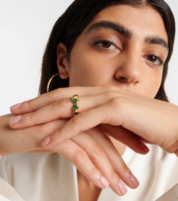 Nesting Gem 18kt gold eternity ring with emeralds | Octavia Elizabeth