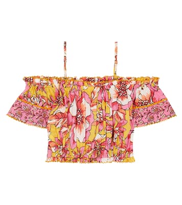 Donna floral off-shoulder top | Poupette St Barth Kids