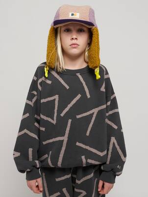 Lines printed cotton sweatshirt | Bobo Choses