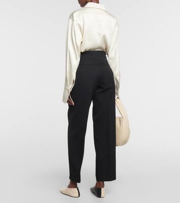 Pantalon ample en laine à taille haute  | Jil Sander