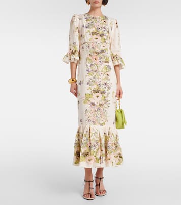Robe longue Halliday en lin à fleurs | Zimmermann