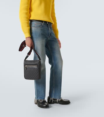 GG canvas leather-trimmed crossbody bag | Gucci