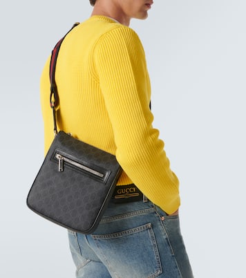 GG canvas leather-trimmed crossbody bag | Gucci