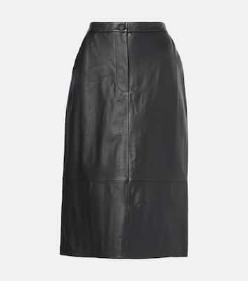 Leather midi skirt | Yves Salomon