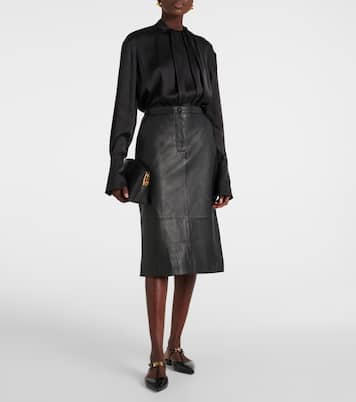 Leather midi skirt | Yves Salomon