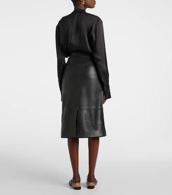 Leather midi skirt | Yves Salomon