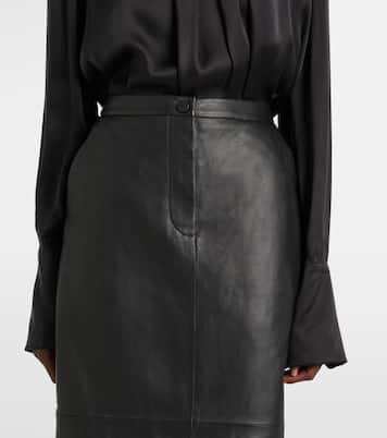 Leather midi skirt | Yves Salomon