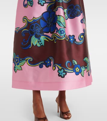 Robe longue en satin à encolure bardot | Alémais