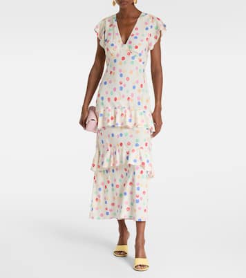 Meena polka-dot tiered maxi dress | Rixo