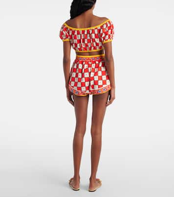 Patterned cotton crop top  | Dolce&Gabbana