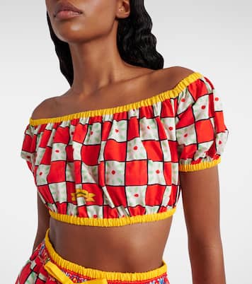 Patterned cotton crop top  | Dolce&Gabbana