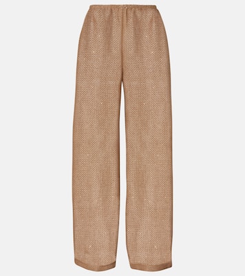 Stella sequined linen-blend wide-leg pants | Leset