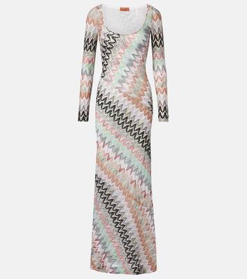 Zigzag lamé maxi dress | Missoni