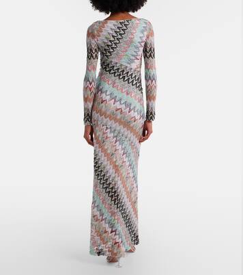Zigzag lamé maxi dress | Missoni