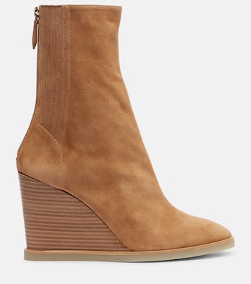Saint Honoré 85 suede wedge ankle boots | Aquazzura