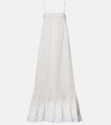 Embroidered cotton poplin maxi dress | Saint Laurent