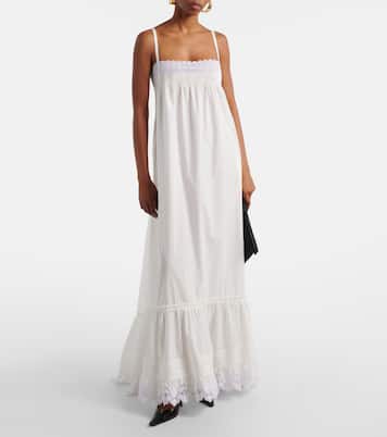Embroidered cotton poplin maxi dress | Saint Laurent