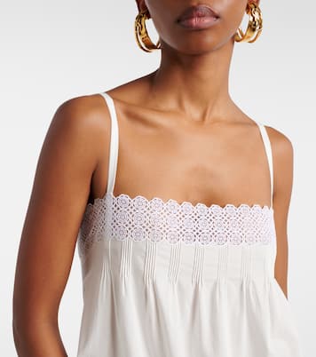 Embroidered cotton poplin maxi dress | Saint Laurent