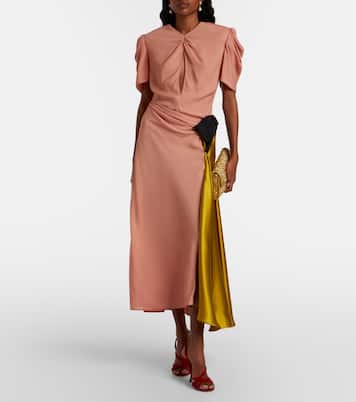 Bow-detail draped midi dress | Valentino