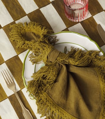 Set of 4 fringed linen napkins | Once Milano