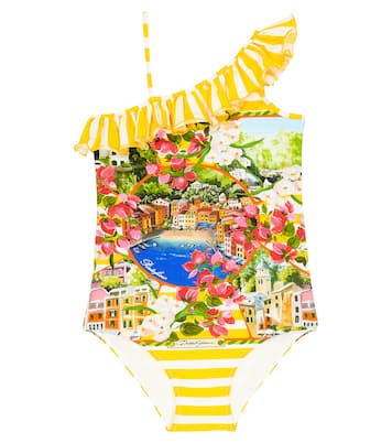 Portofino printed swimsuit | Dolce&Gabbana Kids